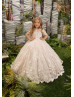 Ivory Lace Tulle Flower Girl Dress With Blush Pink Lining Ivory Lace Tulle Flower Girl Dress With Blush Pink Lining